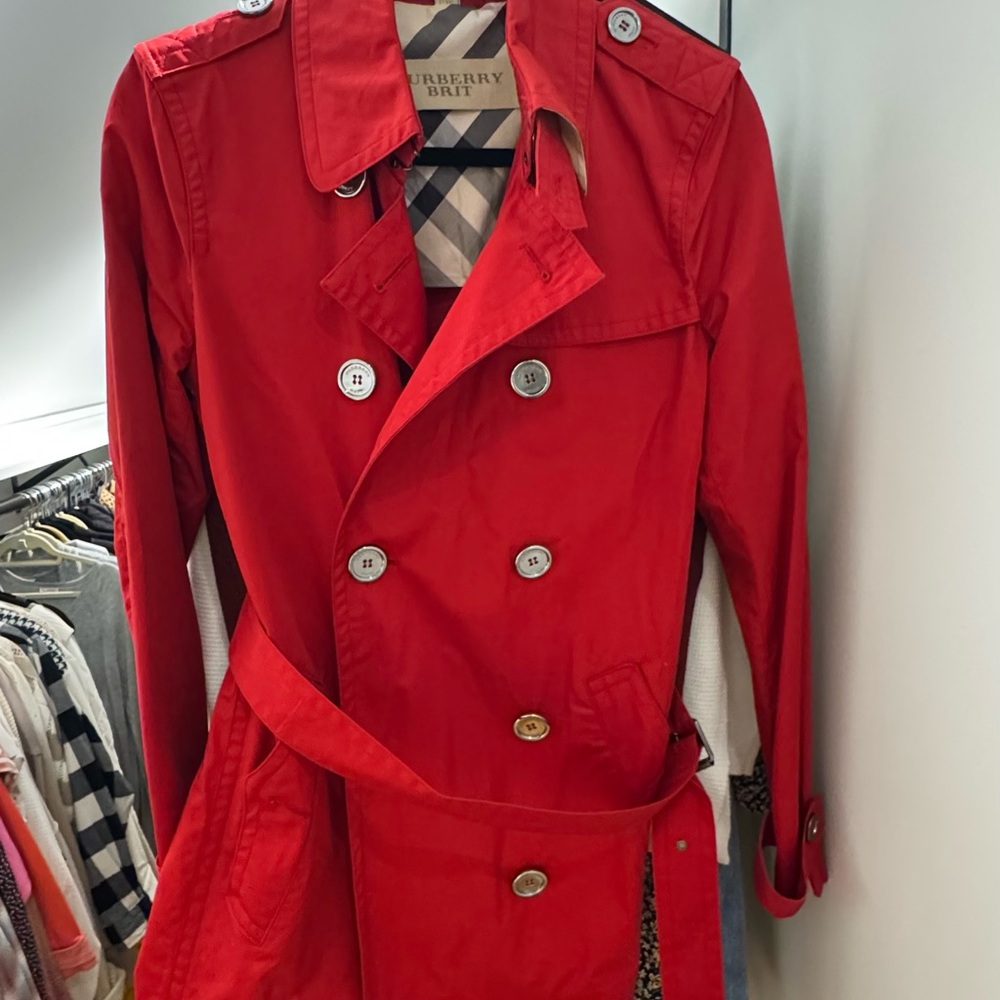 Burberry Bright Red Trench Coat